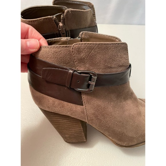 Carlos Santana Harvest suede Ankle‎ Boots chunky heel size 7.5 strap buckle - Picture 11 of 11